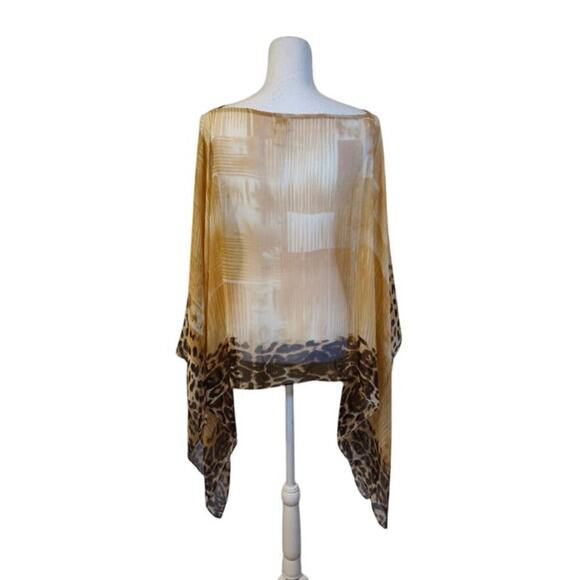 Chicos Animal Print Tunic Top Women One Size Bohemian Neutral Preppy Career - Picture 2 of 4